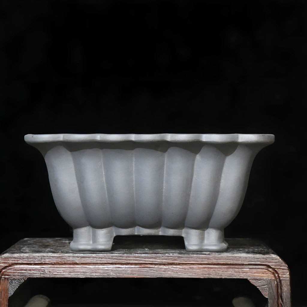 Square purple sand ceramic bonsai pot with classical styling and 37cm inner diameter