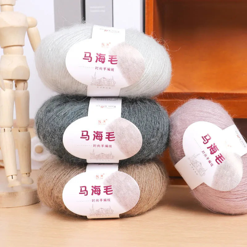 Mohair wool ball DIY kit for hand-woven scarf in 34 colour options