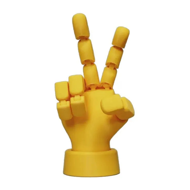 Yellow PLA movable joint hand prop figurine for decoration.