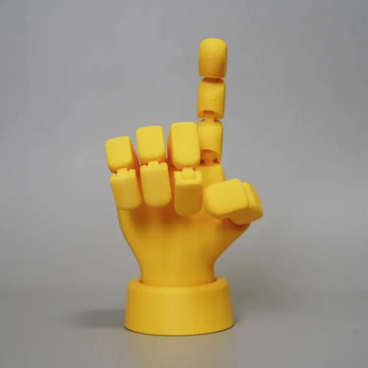 Yellow PLA movable joint hand prop figurine for decoration.