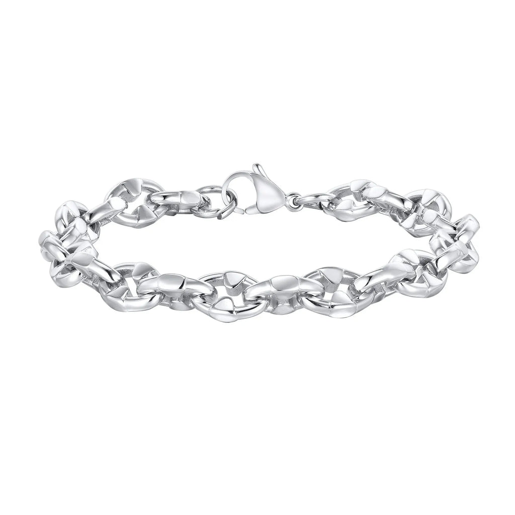 Handmade stainless steel thick geometric chain bracelet for men's hip hop style