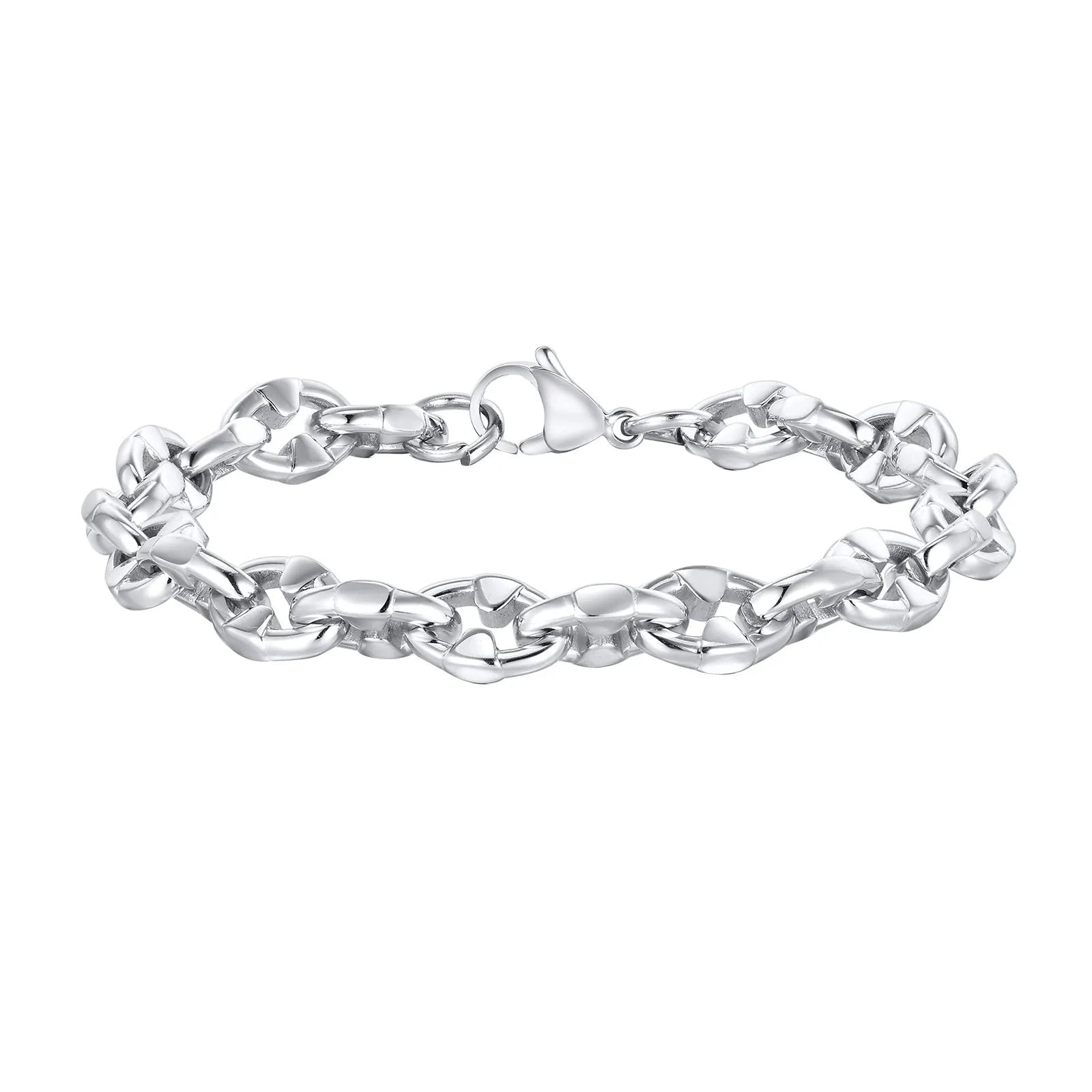 Handmade stainless steel thick geometric chain bracelet for men's hip hop style