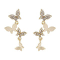 Women's gold four butterfly copper drop earrings natural style jewellery