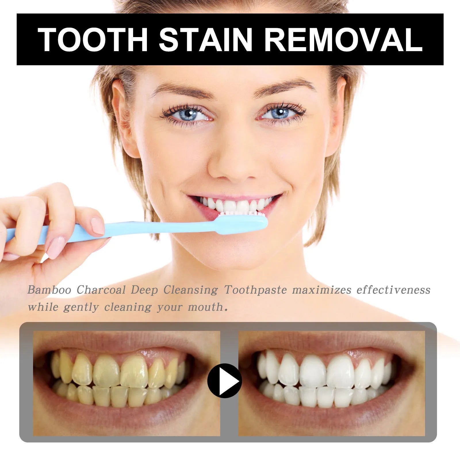 30ml bamboo charcoal bright white toothpaste tube for stain removal