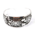 Carved Miao silver bracelet with openwork floral patterns in adjustable Roman shape