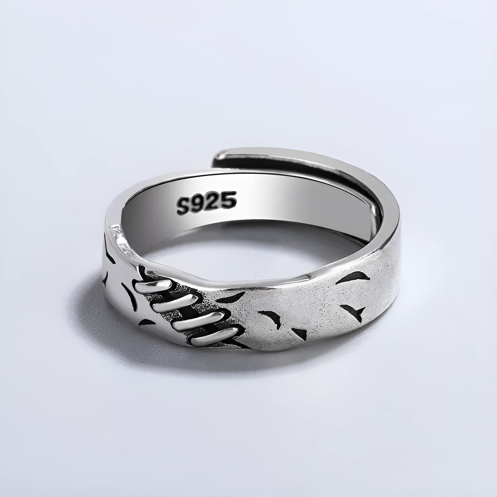 Black geometric copper ring with adjustable opening and oval design elements for women's fashion jewellery