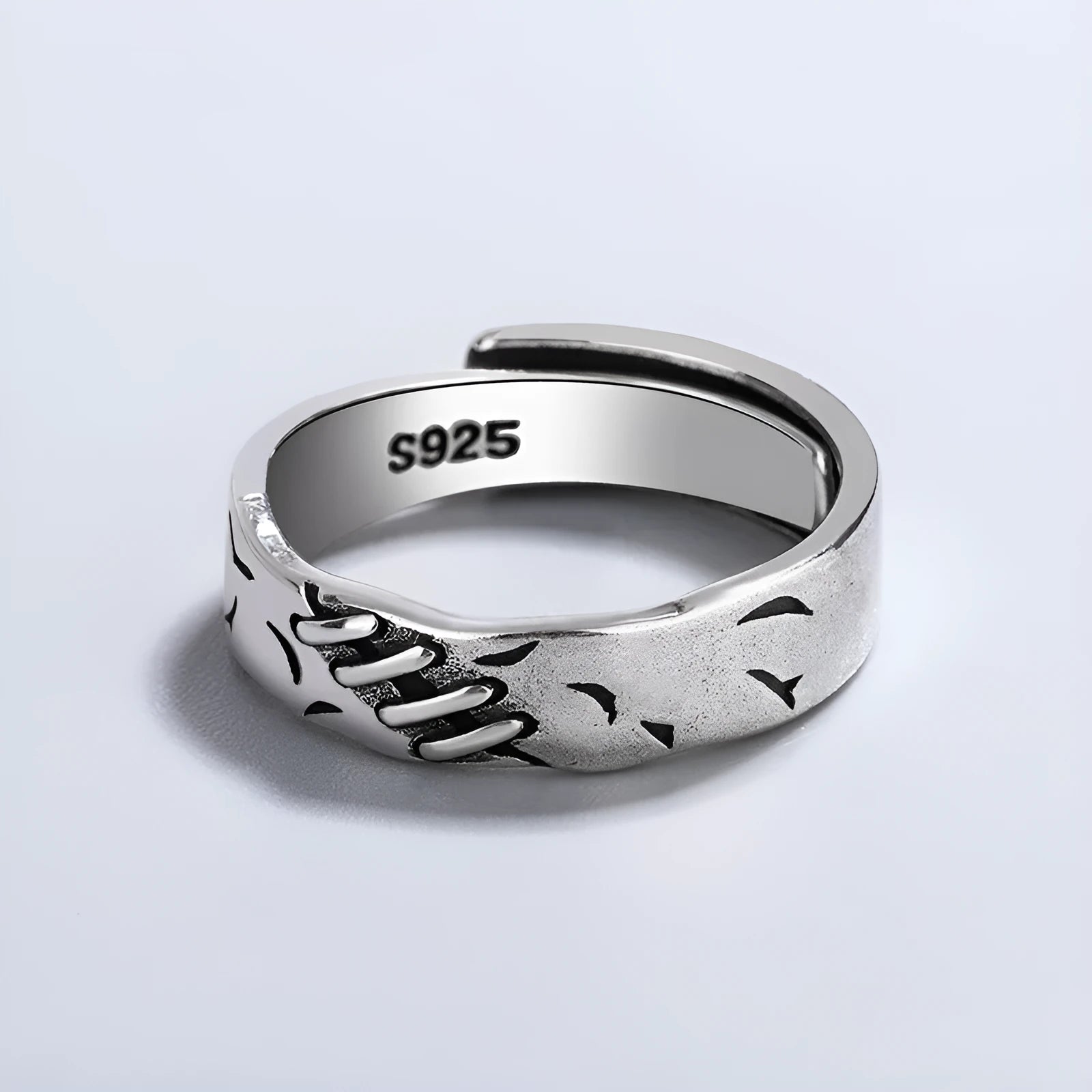 Black geometric copper ring with adjustable opening and oval design elements for women's fashion jewellery