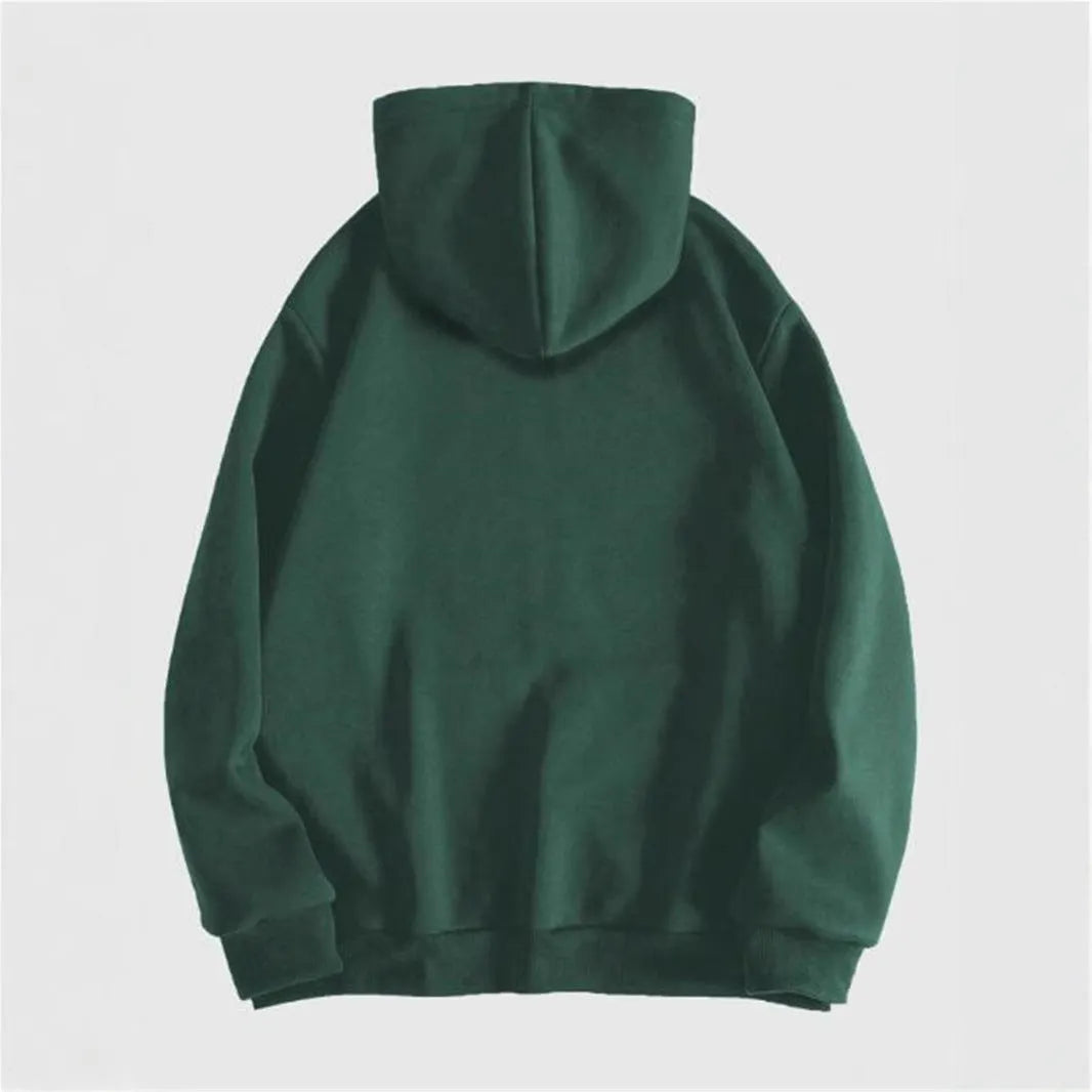 Black men's hooded sweatshirt with a large white skull graphic print on the front