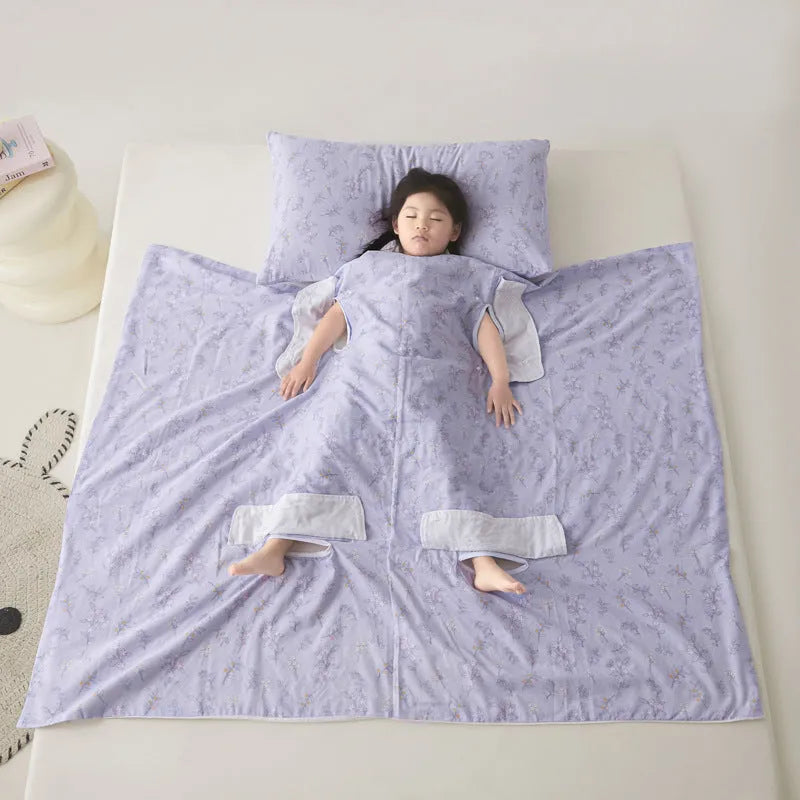 Anti-kick summer blanket in chemical fibre quilt with antibacterial filler in multiple colour options