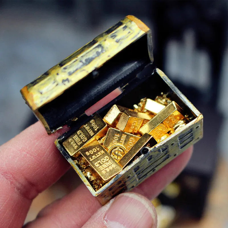 Alloy gold coin treasure box dollhouse accessories with gold bars and ingots for teenagers