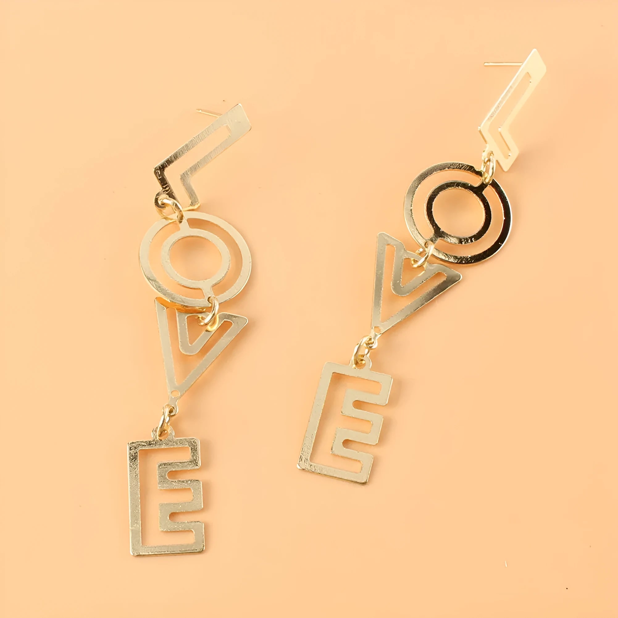 Gold alloy retro LOVE alphabet letter earrings for women