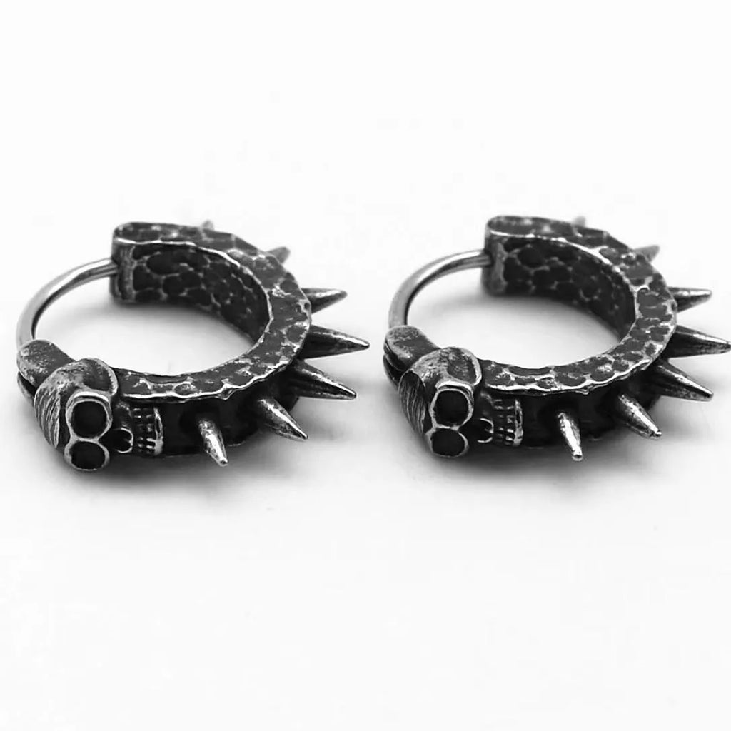Geometric copper and black punk motorcycle earrings made from alloy for men and women