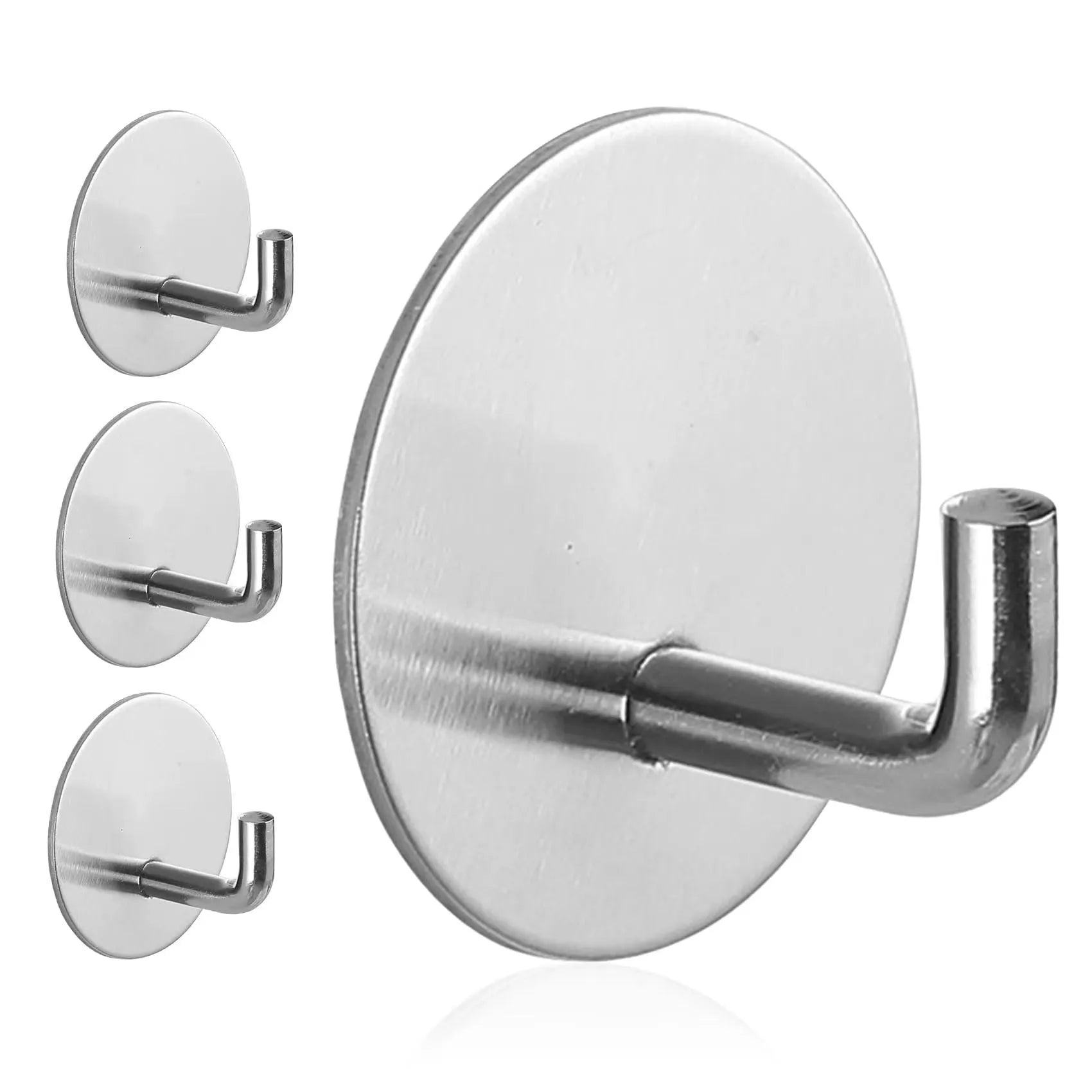 Stainless steel self-adhesive hook with 3kg capacity for bathroom or kitchen mounting