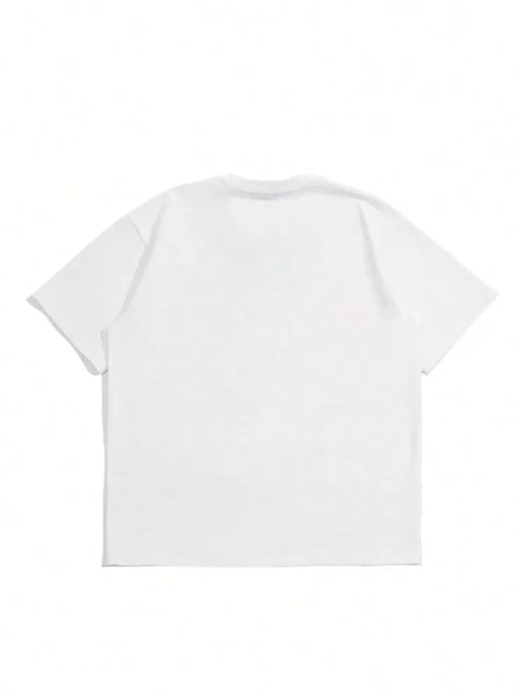 Men's pure cotton short sleeve t-shirt in Japanese retro style with solid colour design