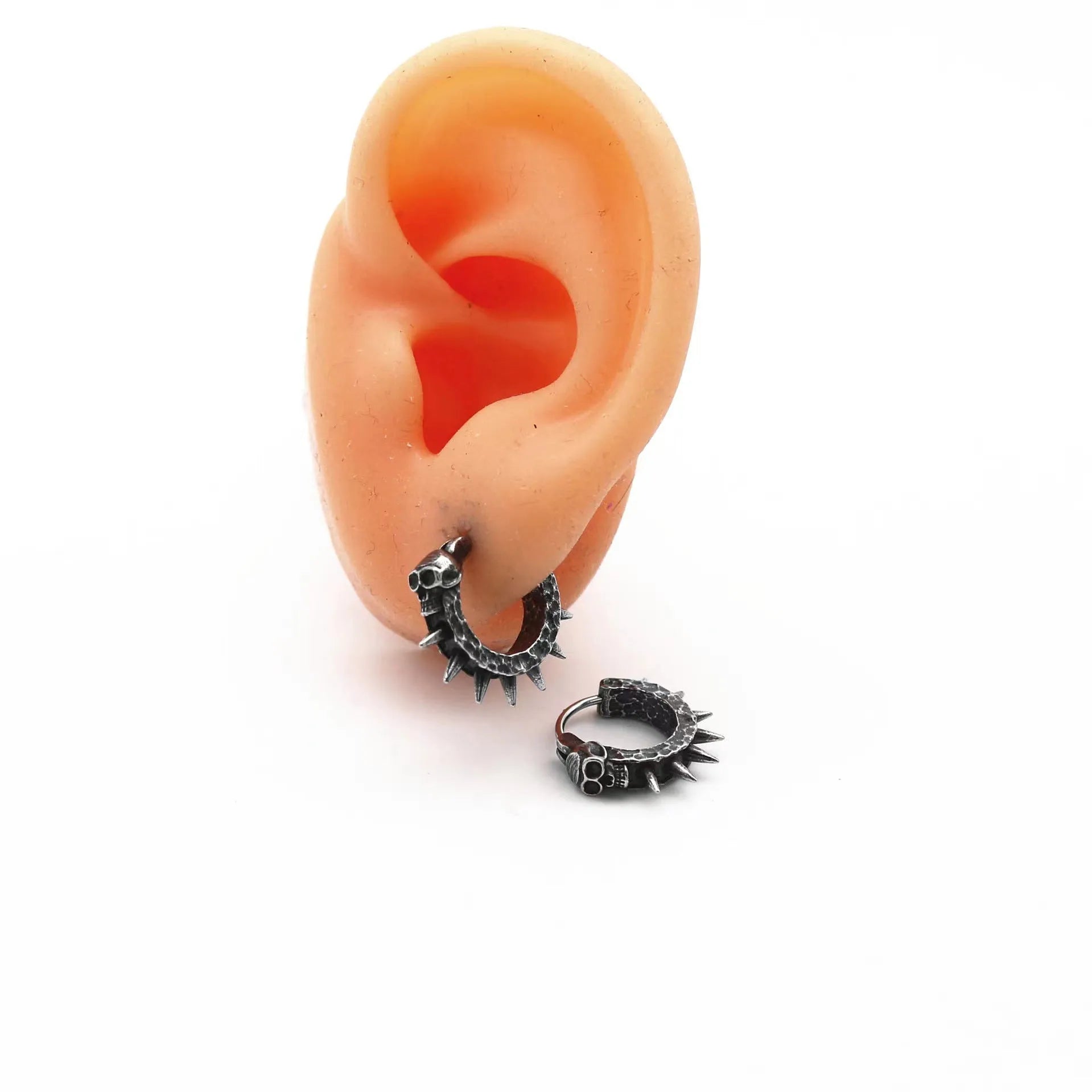 Geometric copper and black punk motorcycle earrings made from alloy for men and women
