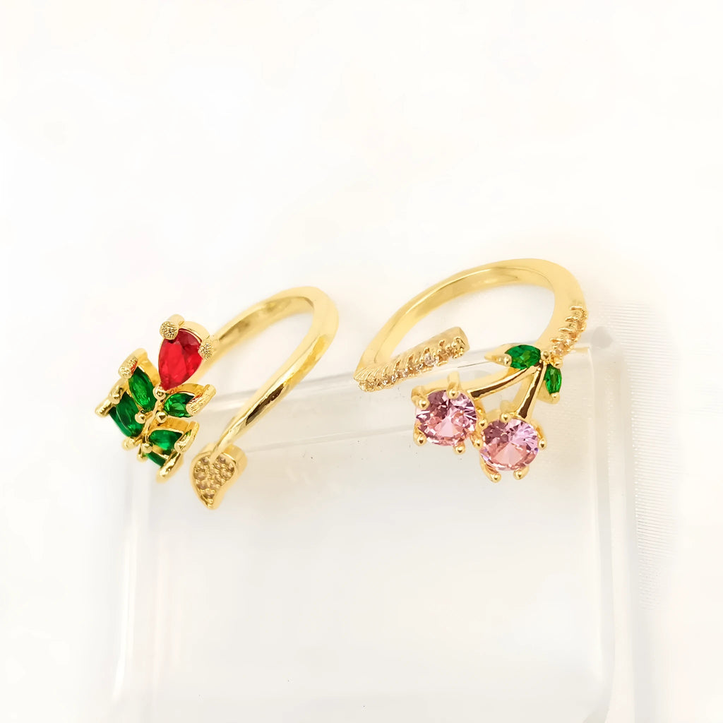 Copper geometric open ring with gold plating showing leaf pattern or pink colour option