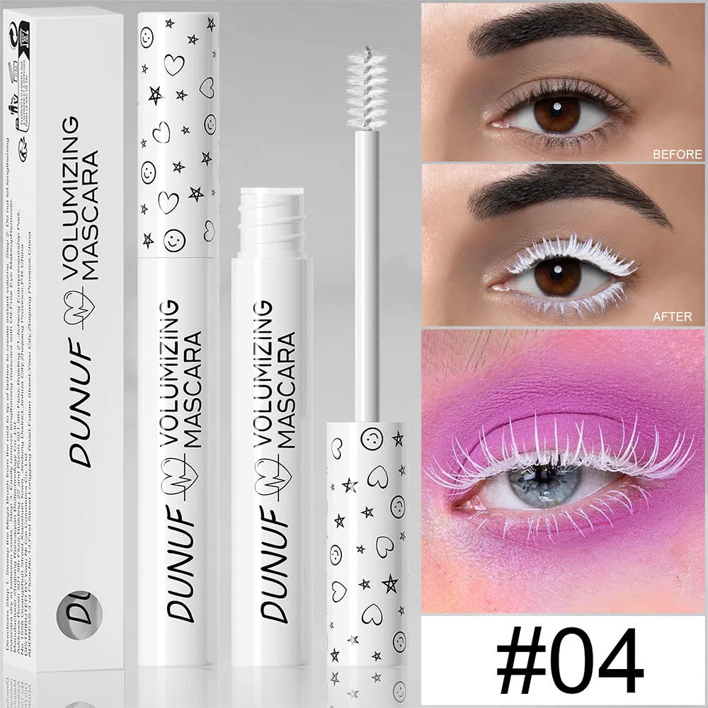 Thick long curling waterproof colour mascara in eight shades 01 to 08 for dense volumised lashes