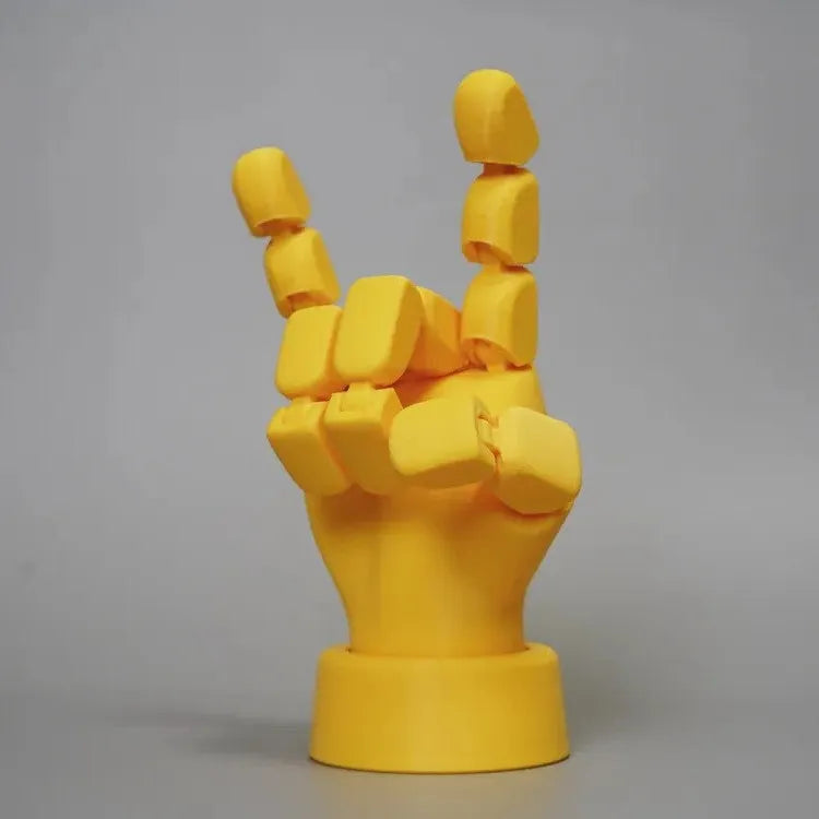 Yellow PLA movable joint hand prop figurine for decoration.