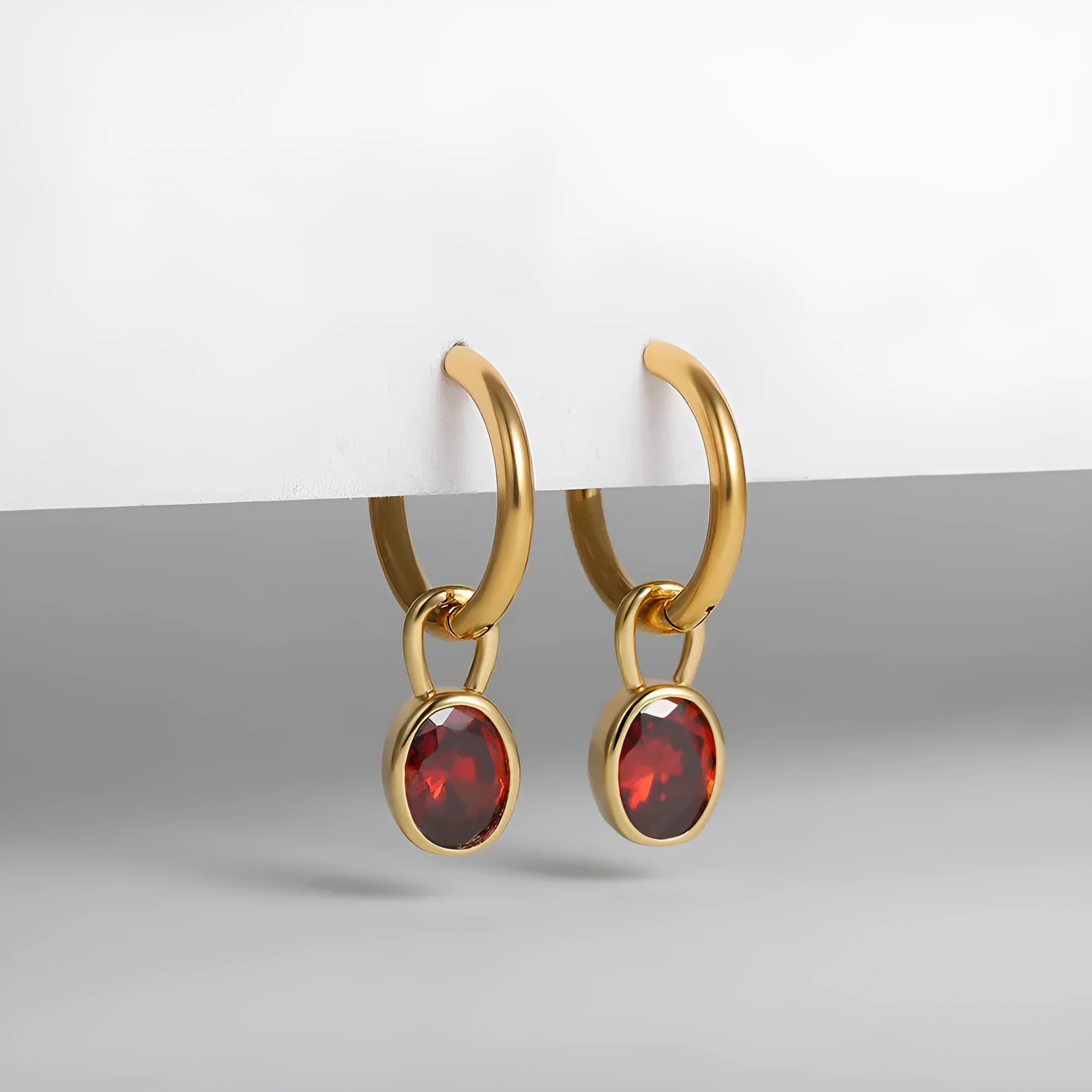 Women's retro simple oval zircon earrings in copper with six colour options displayed