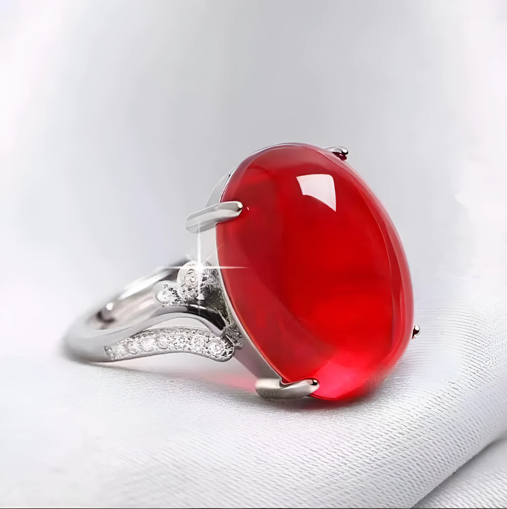 Adjustable natural sapphire ring in ethnic geometric style with five colour options