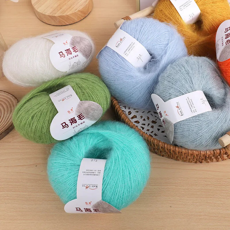 Mohair wool ball DIY kit for hand-woven scarf in 34 colour options