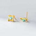 Geometric cross quadrangle sterling silver 925 stud earrings for women in gold and silver finishes.