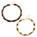 Alloy multi-layer necklace and bracelet set for women in silver tone with round details.