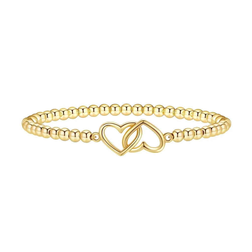 Simple geometric stainless steel adjustable beaded bracelet for women in an electroplated colour finish.