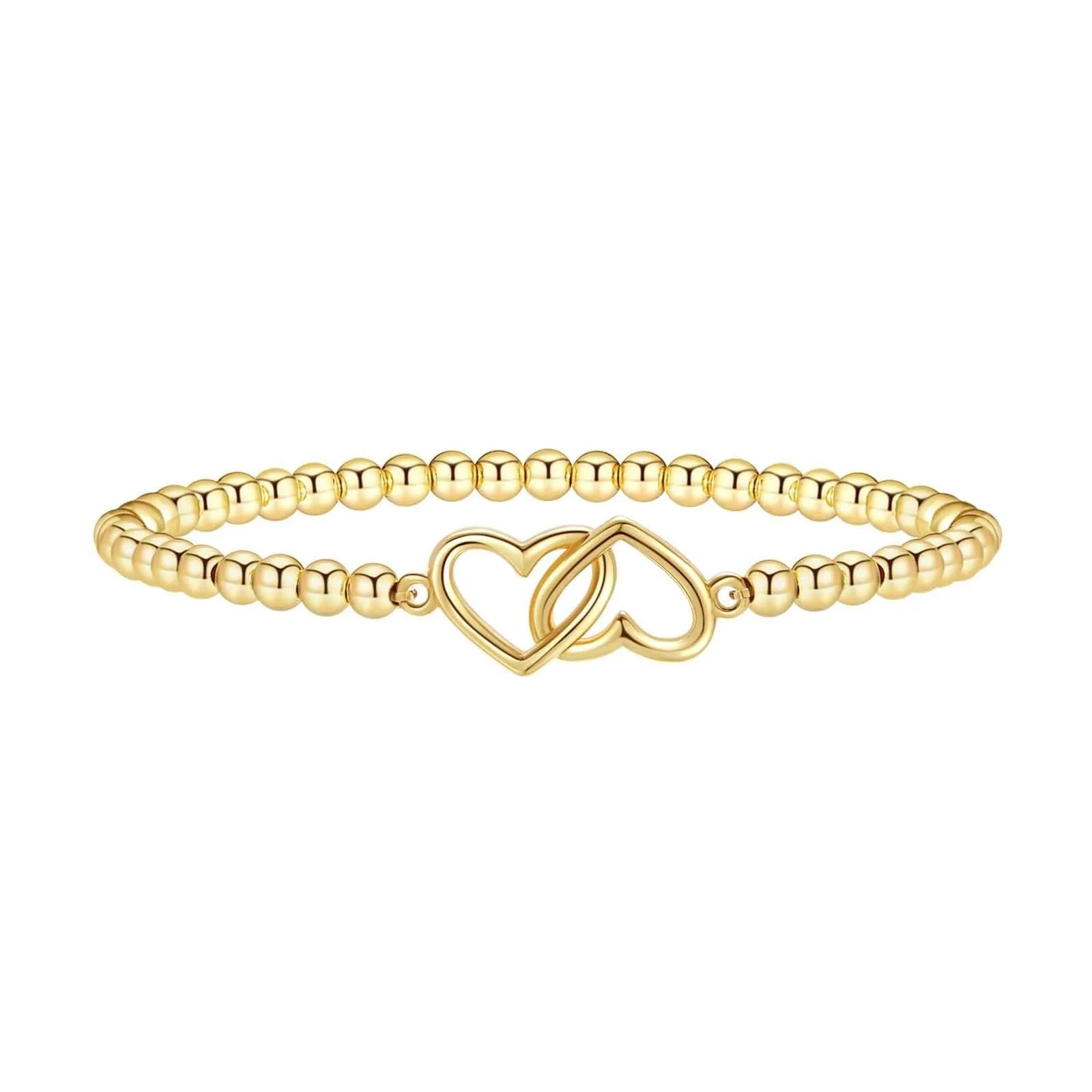 Simple geometric stainless steel adjustable beaded bracelet for women in an electroplated colour finish.