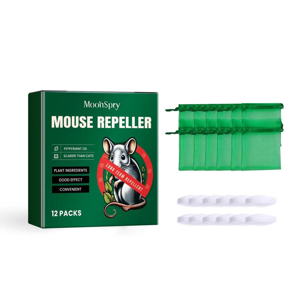 60ml rat repellent spray bottle with botanical essential oil formula for home and car use.