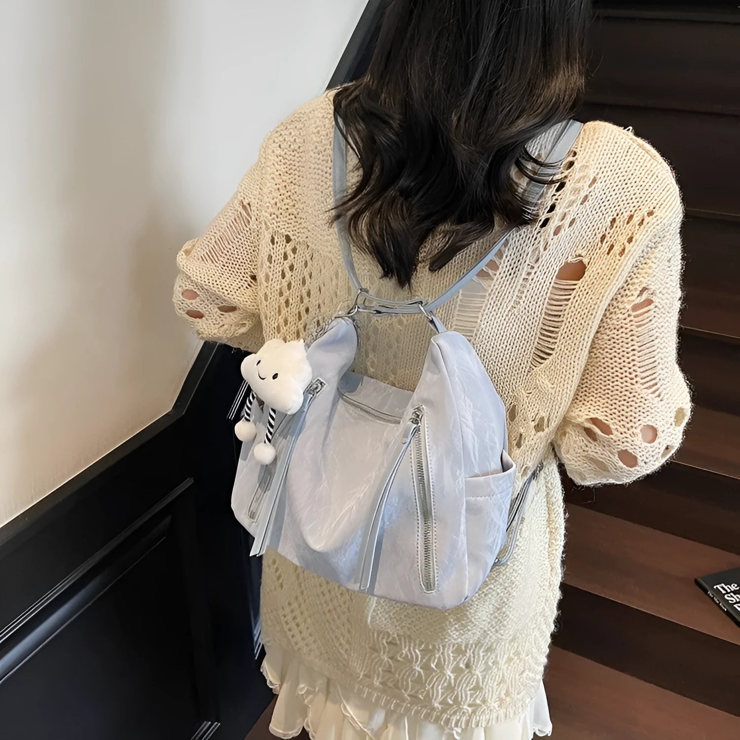 Women's soft PU fashion backpack with pendant accessory in multiple colour options