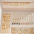108 geometric pearl earrings in gold and yellow electroplated alloy without packaging box