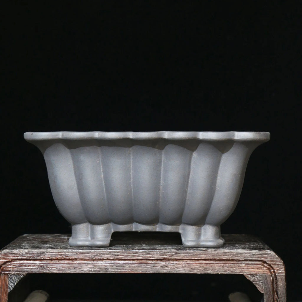 Square purple sand ceramic bonsai pot with classical styling and 37cm inner diameter