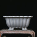 Square purple sand ceramic bonsai pot with classical styling and 37cm inner diameter