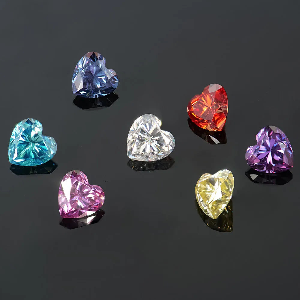Heart-shaped moissanite stone in lemon yellow colour with precise facets and measurements