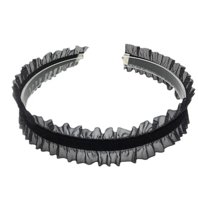 Alloy clavicle necklace with velvet ruffled flower pendant and snake bones chain in black, light coffee, or white.