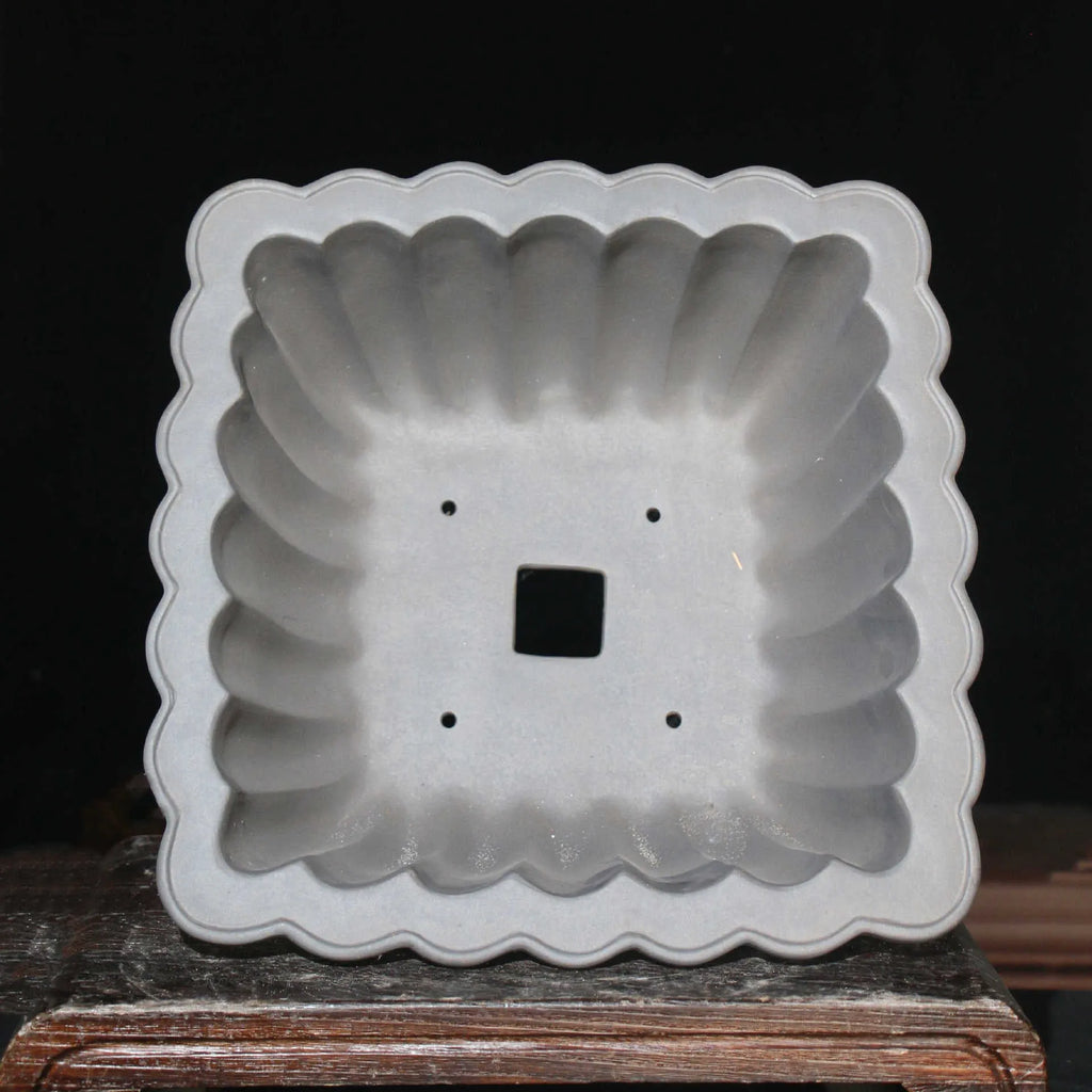 Square purple sand ceramic bonsai pot with classical styling and 37cm inner diameter