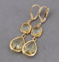 Gold geometric fringe earrings with water droplet design for women