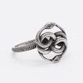 Retro titanium steel double snake ring in cold wind steel colour showing detailed serpent design