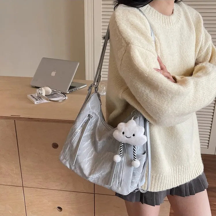 Women's soft PU fashion backpack with pendant accessory in multiple colour options