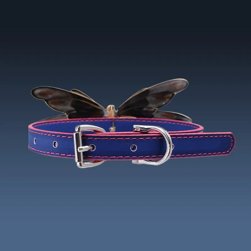 Purple temperature change butterfly collar with rhinestone decoration and alloy chain