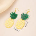 Acrylic drop-shaped earrings with coconut and Artocarpus heterophyllus summer botanical designs in five colour styles