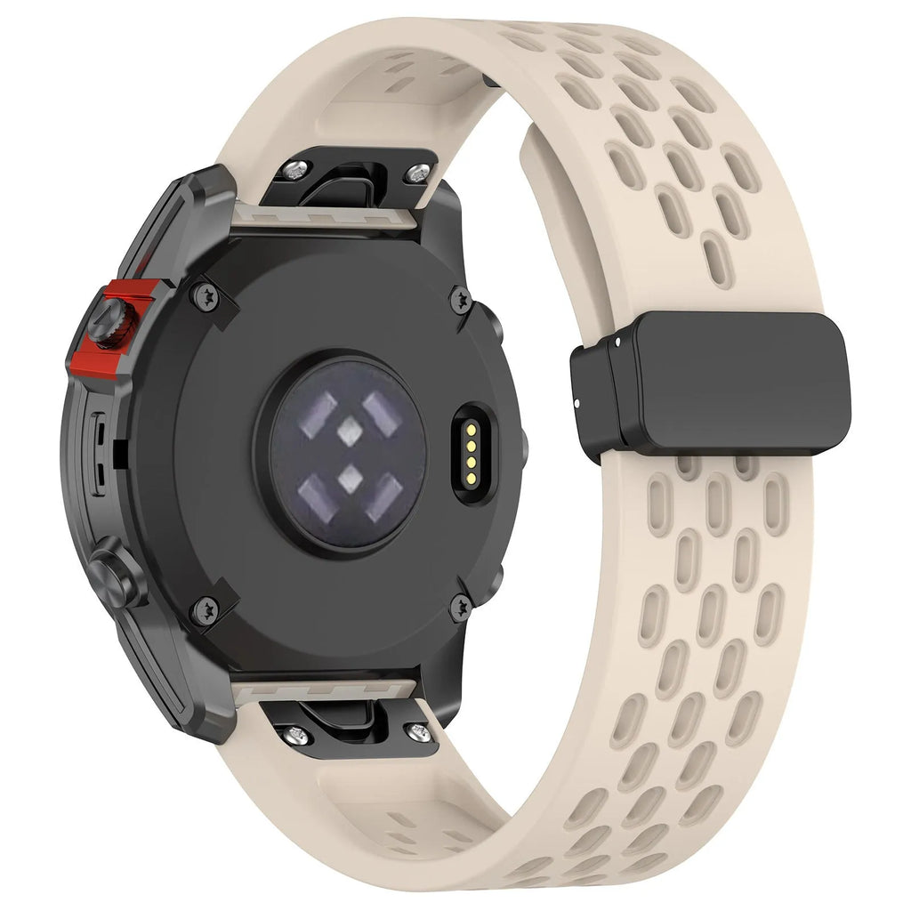 Garmin Fenix quick release silicone watch strap in multiple colours on a grey background.