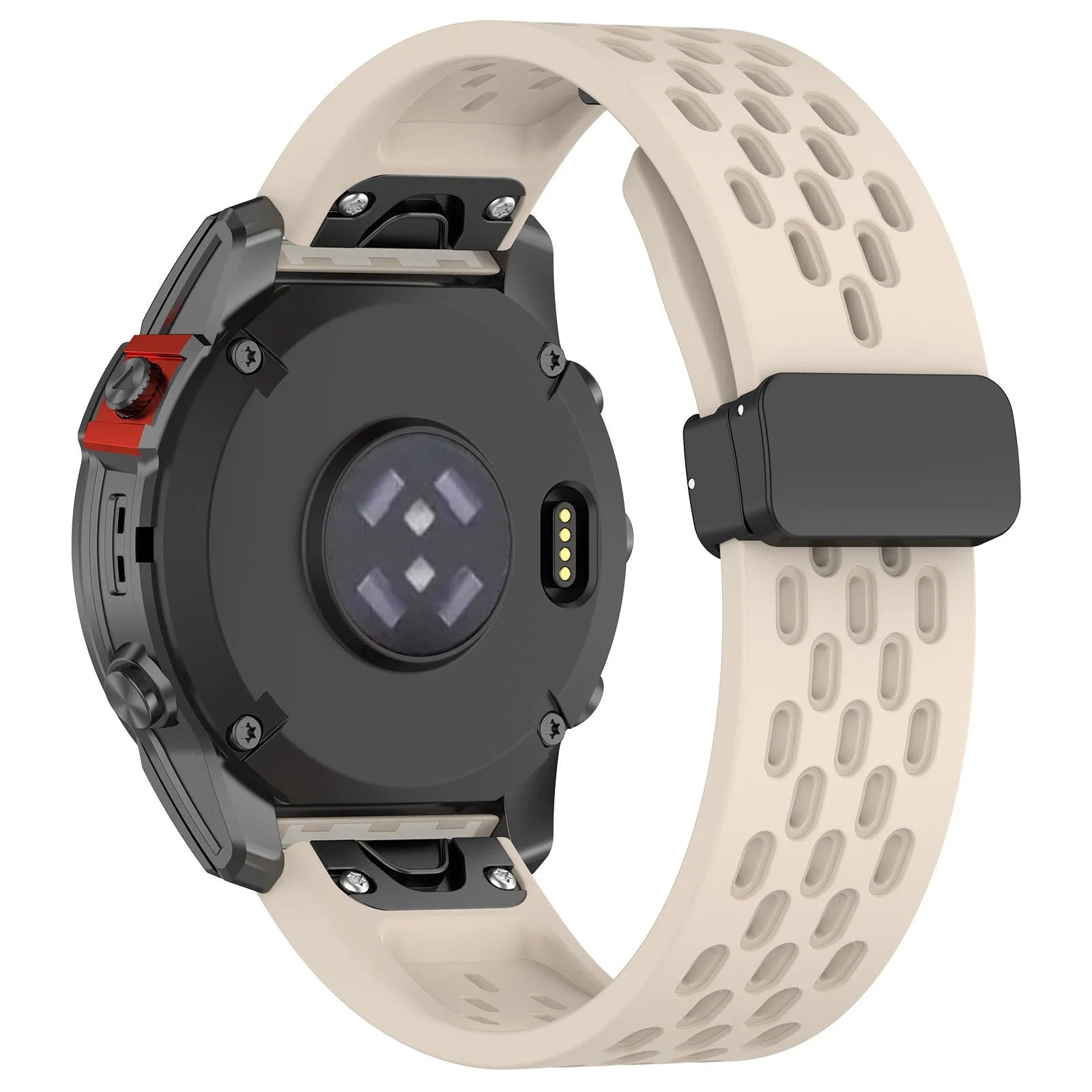 Garmin Fenix quick release silicone watch strap in multiple colours on a grey background.