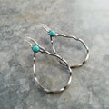 Turquoise circle bohemian earrings with antique silver finish and geometric design