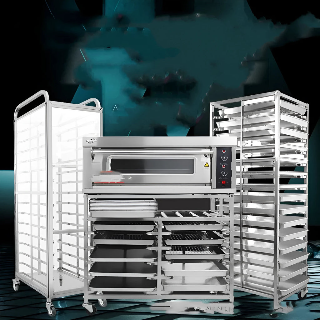 Six-tier stainless steel tray rack for baking with 40x60cm frame size