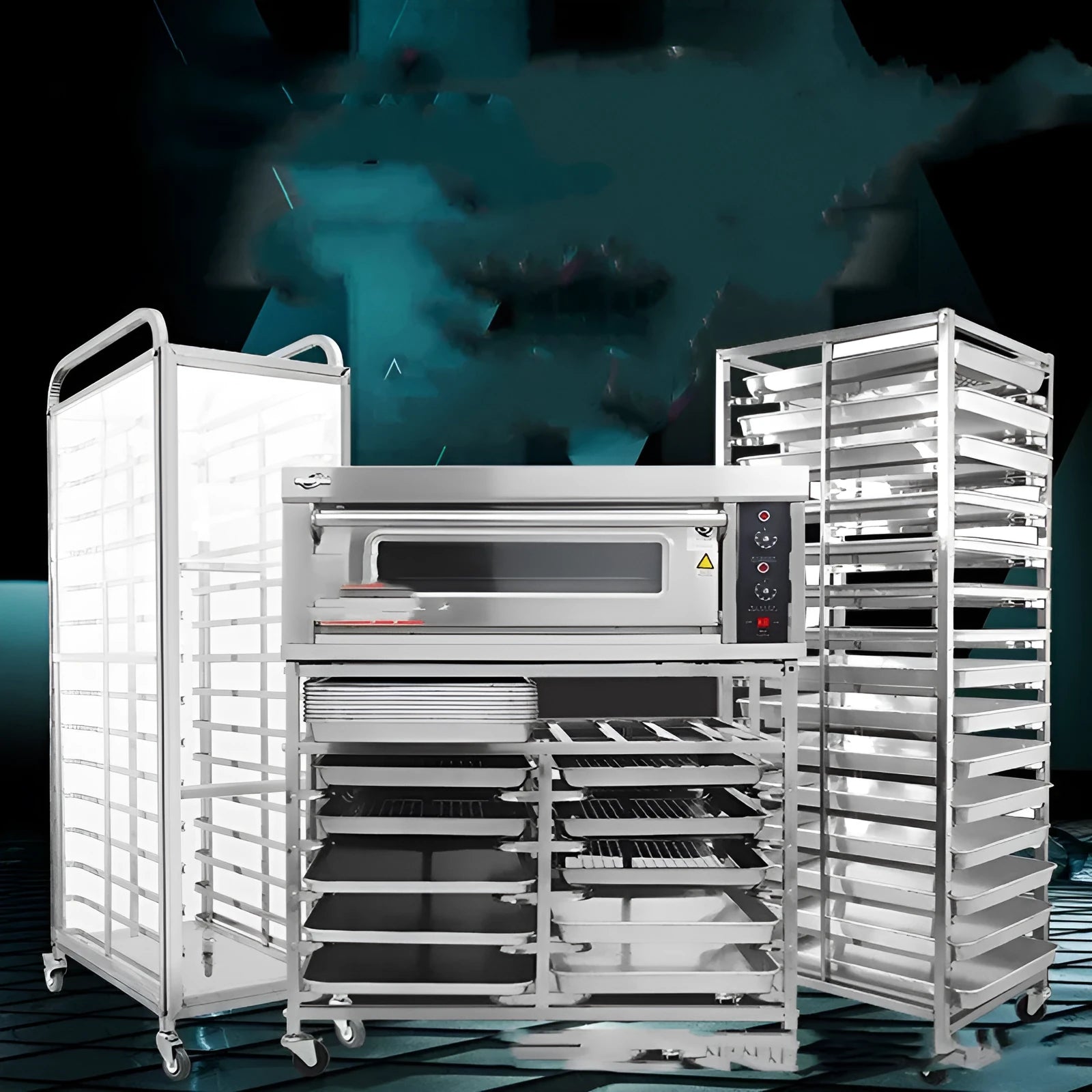 Six-tier stainless steel tray rack for baking with 40x60cm frame size