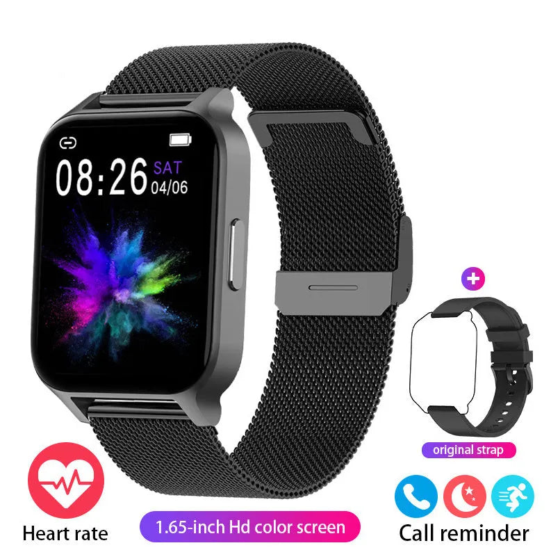 Smart health detection watch with TFT color screen showing heart rate and blood oxygen data on wrist