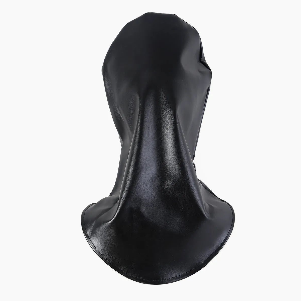 Black leather training mask with single eye openings and adjustable strap