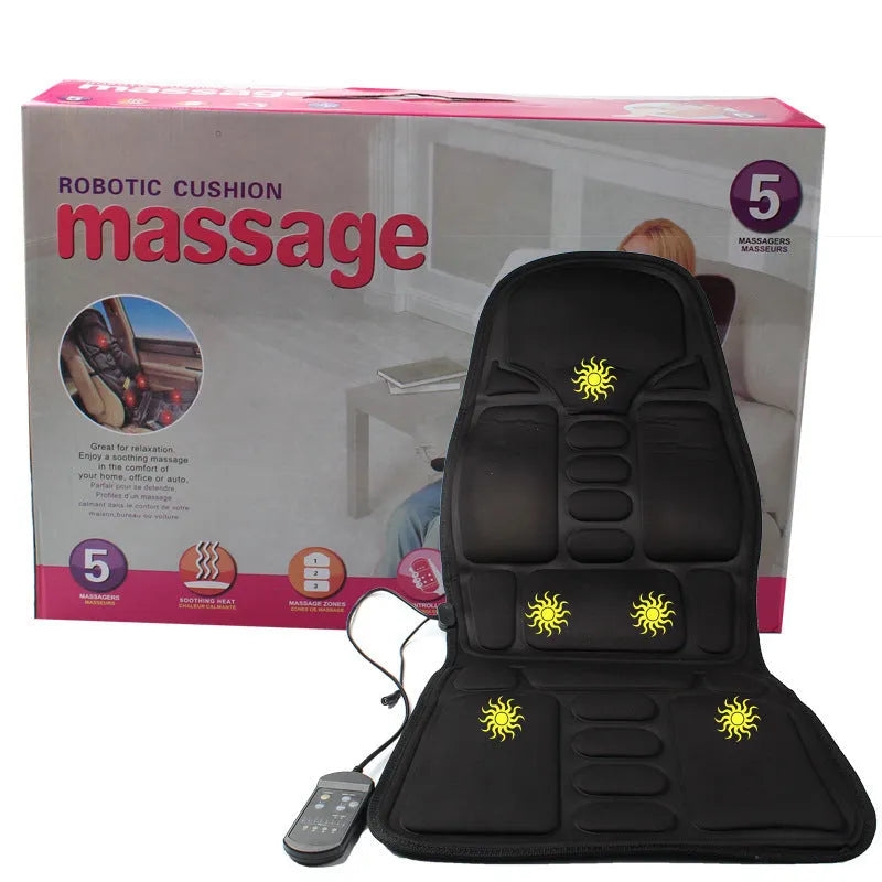 Black heating massage mat with infrared physiotherapy and variable speed controls